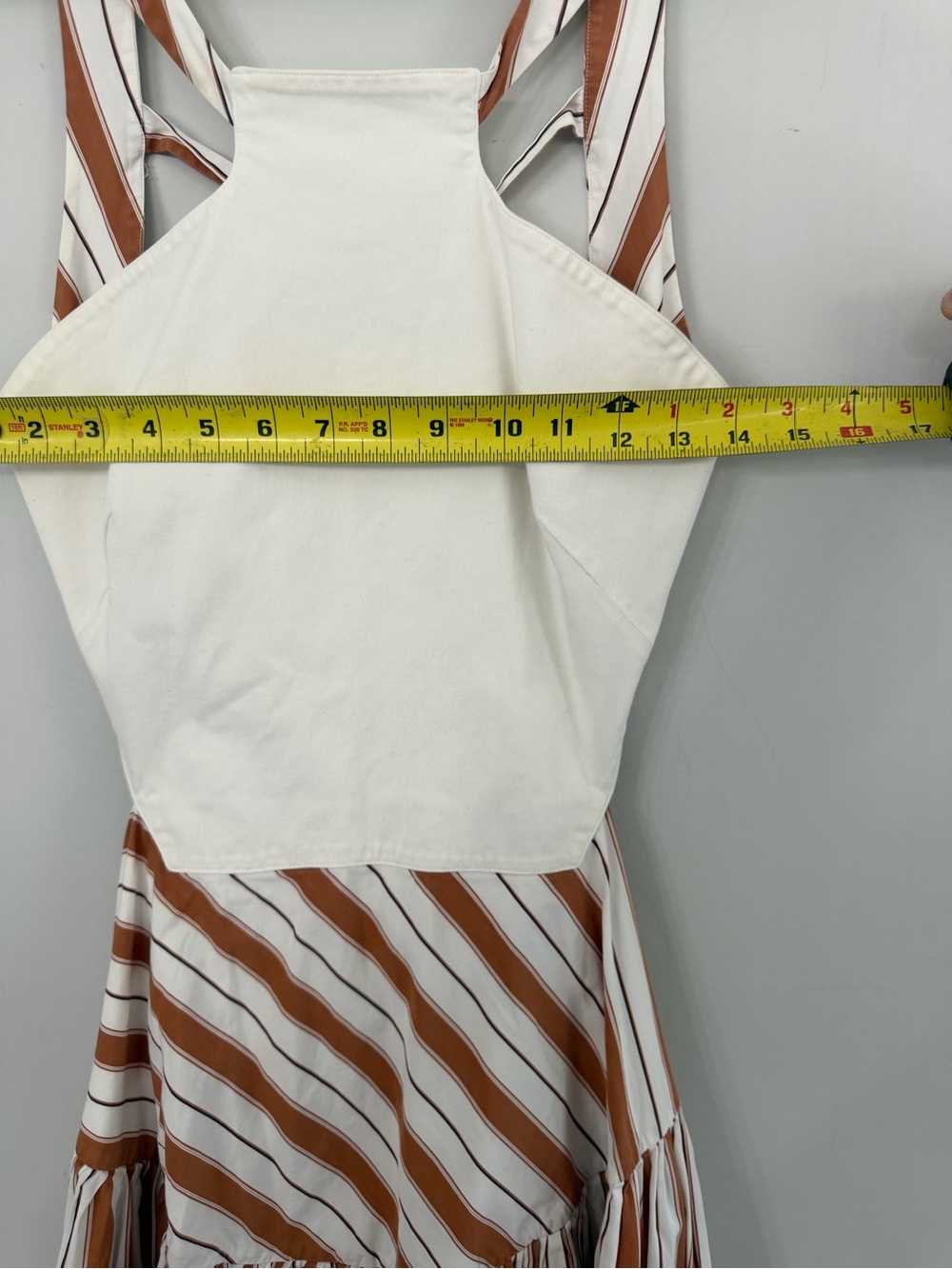 Rosie Assoulin backless cutout midi dress white bodice striped skirt women’s 8 - Picture 4 of 7